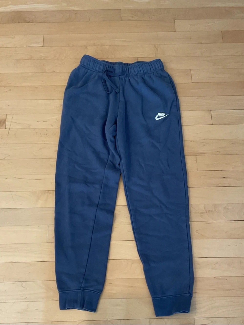 Nike Womens Dark Blue Fleece Joggers with White Logo - Picture 1 of 5